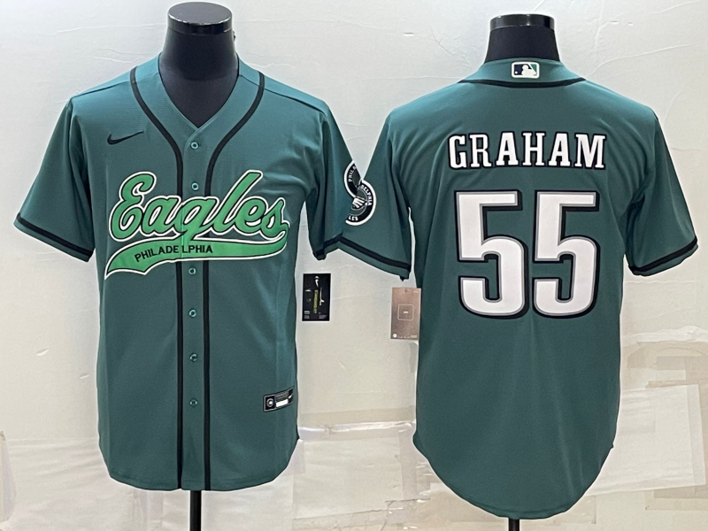 Men's Philadelphia Eagles #55 Brandon Graham Green With Patch Cool Base Stitched Baseball Jersey Men's Philadelphia Eagles #55 Brandon Graham Green With Patch Cool Base Stitched Baseball Jersey